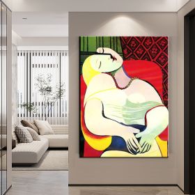 Hand Painted Oil Painting Pablo Picasso After the Original Painting Small the Dream Living Room Hallway Bedroom Luxurious Decorative Painting (style: 01, size: 60x90cm)