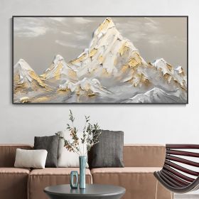 Hand Painted Oil Painting White Snow Mountain Art On Canvas Gold Leaf Texture Painting Abstract Landscape Oil Painting Wabi Sabi Wall Art Minimalism S (style: 01, size: 60x120cm)