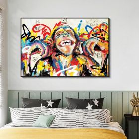 Hand Painted Oil Painting Abstract Portrait Wall Art Hand painted-Laughing Monkey Oil Paintings On Canvas-Hand Made Wall Graffiti-For Home Decoration (style: 01, size: 90x120cm)