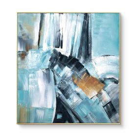 100% Modern Abstract Oil Painting large hand painted Abstract Painting Blue  Abstract Canvas for Wall Art Office Decoration (size: 120x120cm)