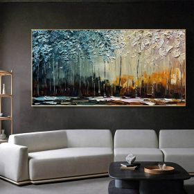 Hand Painted Canvas Oil Paintings Modern Abstract Thick Texture Landscape Wall Art Pictures For Living Room Home Decor No Framed (size: 75x150cm)