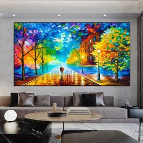 Modern Walking Down The Street Abstract Oil Painting Print On Canvas Nordic Poster Wall Art Picture For Living Room Home Decor (size: 150x220cm)