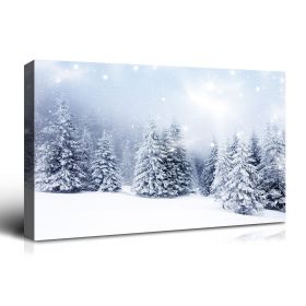 Framed Canvas Wall Art Decor Painting For Chrismas, Winter Pine Forest Chrismas Gift Painting For Chrismas Gift (Color: as Pic)