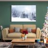 Framed Canvas Wall Art Decor Painting For Chrismas, Winter Pine Forest Chrismas Gift Painting For Chrismas Gift