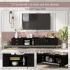 Modern TV Stand with 5 Champagne legs - Durable, stylish, spacious, versatile storage TVS up to 77"