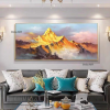 Gold Mountain Oil Painting on Canvas Original Blue Sky Painting Gold Wall Art Abstract Landscape Decor Wall Art Home Decor