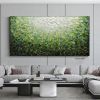 Handmade Large Abstract Oil Painting on Canvas;  Original Textured Boho Wall Art Green Fancy Acrylic Painting Modern Living Room Home Decor