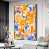 Handmade Oil Painting Canvas Wall Art Decor Original Orange Flower Painting Abstract Floral Painting Living Room Hallway Bedroom Luxurious Decorative