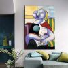 Hand Painted Oil Painting Pablo Picasso the Original Painting A woman who reads Living Room Hallway Bedroom Luxurious Decorative Painting