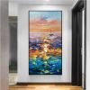 Handmade Landscape Lake Sky Oil Painting On Canvas Abstract Gold Art Wall Picture Modern Home Decoration For Living Room