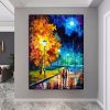 Hand Painted 3D Knife Painting Abstract Flower Oil Painting On Canvas Art Wall Adornment Pictures For Living Room Home Decor